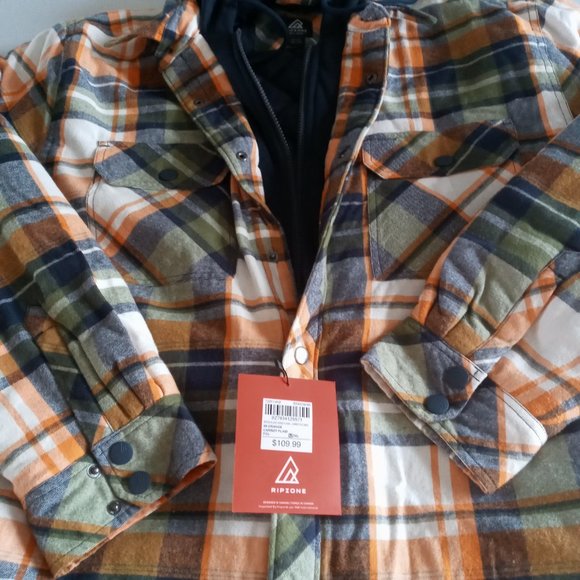 Ripzone Men's Lance Hooded Flannel full zip thick Shirt/shacket Size XXL - Picture 6 of 7